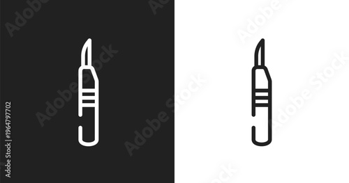 Leather cutter icon. Linear black, white icon from cutting tool collection. Outline leather cutter vector. Thin line symbol isolated on white and black background