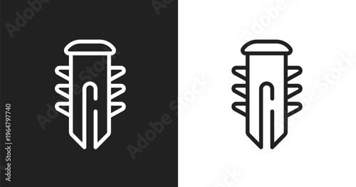 Dyupel icon. Linear black, white icon from carpentry diy tools collection. Outline dyupel vector. Thin line symbol isolated on white and black background