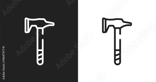 Battle axe icon. Linear black, white icon from cutting tool collection. Outline battle axe vector. Thin line symbol isolated on white and black background