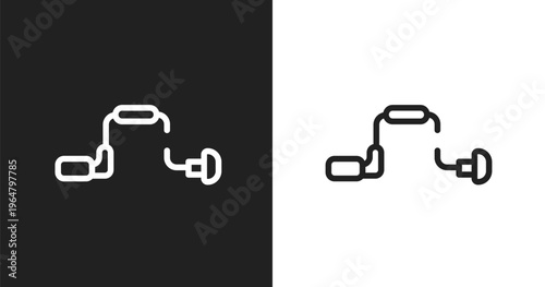 Brace icon. Linear black, white icon from carpentry diy tools collection. Outline brace vector. Thin line symbol isolated on white and black background