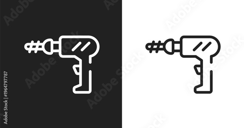 Perforator icon. Linear black, white icon from carpentry diy tools collection. Outline perforator vector. Thin line symbol isolated on white and black background