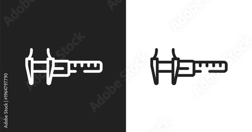 Calipers icon. Linear black, white icon from carpentry diy tools collection. Outline calipers vector. Thin line symbol isolated on white and black background