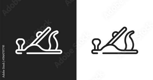 Plane controls icon. Linear black, white icon from tools and machinery collection. Outline plane controls vector. Thin line symbol isolated on white and black background