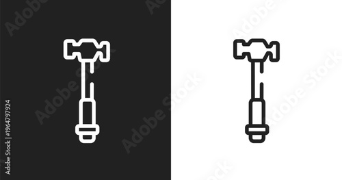 Hammer facinf left icon. Linear black, white icon from tools and machinery collection. Outline hammer facinf left vector. Thin line symbol isolated on white and black background