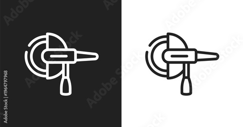 Grinder machine icon. Linear black, white icon from tools and machinery collection. Outline grinder machine vector. Thin line symbol isolated on white and black background