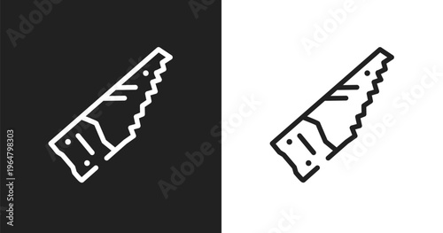 Saw hand drawn tool icon. Linear black, white icon from hand drawn construction collection. Outline saw hand drawn tool icon vector. Thin line symbol for use on web and mobile apps, logo, print
