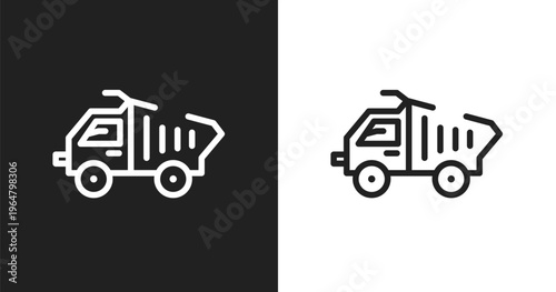 Construction materials transport icon. Linear black, white icon from hand drawn construction collection. Outline construction materials transport icon vector. Thin line symbol for use on web and
