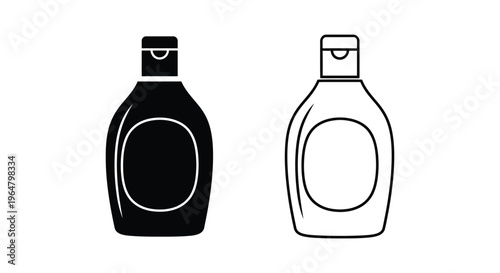 Black and white shampoo bottle icons Vector
