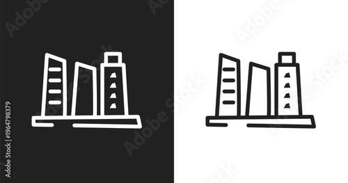 Building hand drawn tower icon. Linear black, white icon from hand drawn construction collection. Outline building hand drawn tower icon vector. Thin line symbol for use on web and mobile apps,