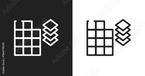 Tiles detail of construction icon. Linear black, white icon from do it yourself collection. Outline tiles detail of construction icon vector. Thin line symbol for use on web and mobile apps, logo,