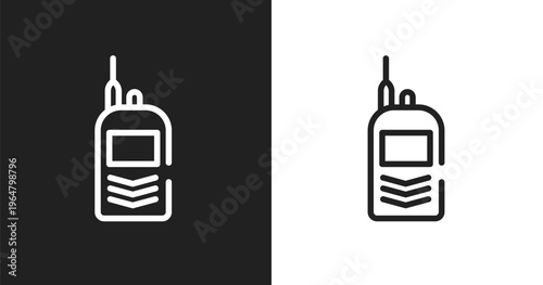 Portable radio icon. Linear black, white icon from toolbox collection. Outline portable radio vector. Thin line symbol isolated on white and black background