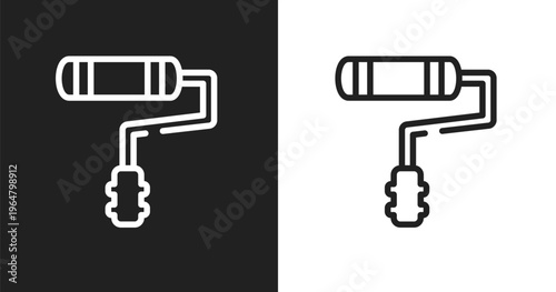 Painter roller icon. Linear black, white icon from toolbox collection. Outline painter roller vector. Thin line symbol isolated on white and black background