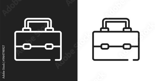 Lunchbox icon. Linear black, white icon from engineering collection. Outline lunchbox vector. Thin line symbol isolated on white and black background