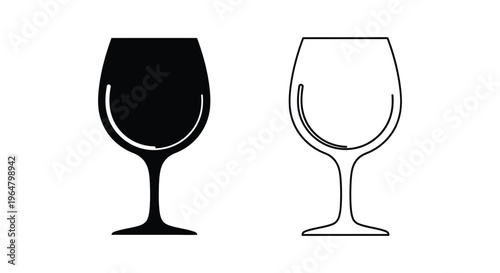 Wine glasses black and white illustration Vector