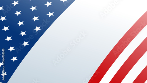 USA flag background with copy space. Realistic waving American flag for patriotic design, election banner, holiday poster, advertisement, and political content.