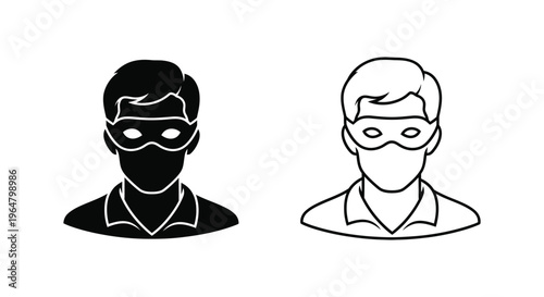 Two masked men in black and white Vector