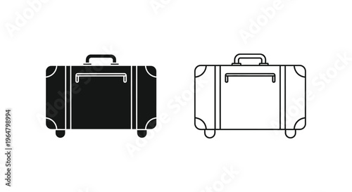 Luggage suitcase travel bag icons Vector