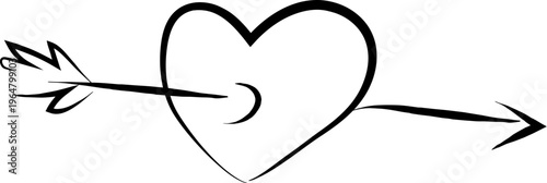 Heart Pierced By Arrow Line Art