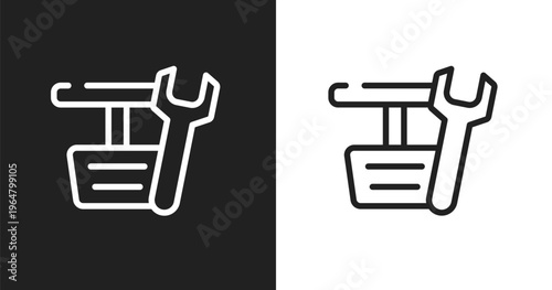 Pedals icon. Linear black, white icon from car repair collection. Outline pedals vector. Thin line symbol isolated on white and black background