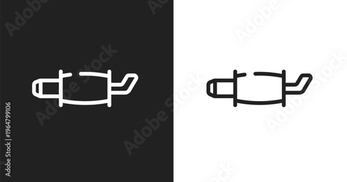 Exhaust pipe icon. Linear black, white icon from car repair collection. Outline exhaust pipe vector. Thin line symbol isolated on white and black background