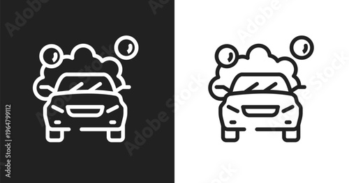 Car wash icon. Linear black, white icon from car repair collection. Outline car wash vector. Thin line symbol isolated on white and black background