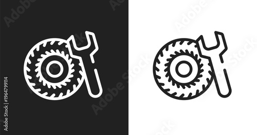Tyre icon. Linear black, white icon from car repair collection. Outline tyre vector. Thin line symbol isolated on white and black background