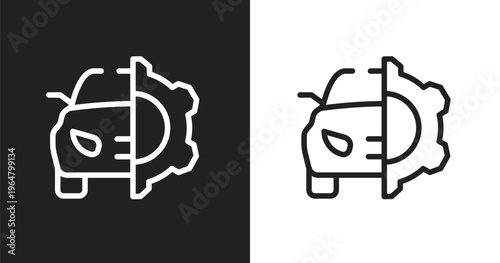 Car service icon. Linear black, white icon from car repair collection. Outline car service vector. Thin line symbol isolated on white and black background