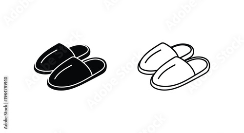 Black and white slippers pair Vector