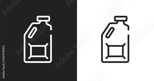 Jerrycan icon. Linear black, white icon from construction collection. Outline jerrycan vector. Thin line symbol isolated on white and black background