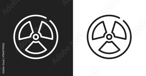 Radiation icon. Linear black, white icon from construction collection. Outline radiation vector. Thin line symbol isolated on white and black background