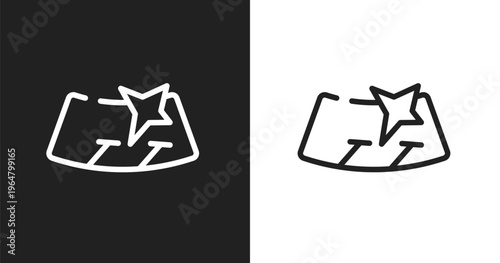 Windshield icon. Linear black, white icon from car repair collection. Outline windshield vector. Thin line symbol isolated on white and black background