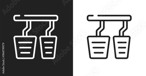 Accelerator icon. Linear black, white icon from car parts collection. Outline accelerator vector. Thin line symbol isolated on white and black background