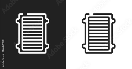 Air filter icon. Linear black, white icon from car parts collection. Outline air filter vector. Thin line symbol isolated on white and black background