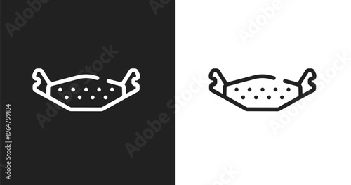 Brake pad icon. Linear black, white icon from car parts collection. Outline brake pad vector. Thin line symbol isolated on white and black background