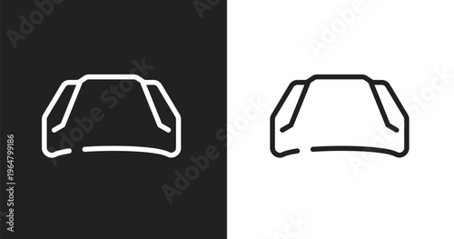 Hood icon. Linear black, white icon from car parts collection. Outline hood vector. Thin line symbol isolated on white and black background