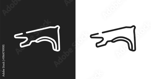 Fender icon. Linear black, white icon from car parts collection. Outline fender vector. Thin line symbol isolated on white and black background