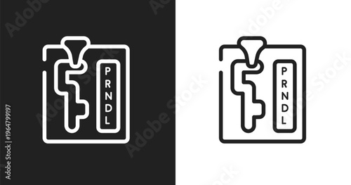 Automatic transmission icon. Linear black, white icon from car parts collection. Outline automatic transmission vector. Thin line symbol isolated on white and black background