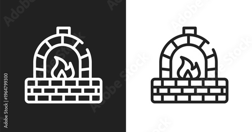 Kiln icon. Linear black, white icon from mining and crafting collection. Outline kiln vector. Thin line symbol isolated on white and black background