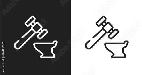 Blacksmith icon. Linear black, white icon from mining and crafting collection. Outline blacksmith vector. Thin line symbol isolated on white and black background