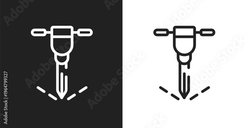 Puncture icon. Linear black, white icon from construction and tools collection. Outline puncture vector. Thin line symbol isolated on white and black background