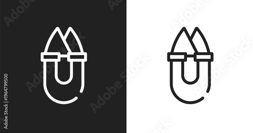 Handheld icon. Linear black, white icon from fashion design collection. Outline handheld vector. Thin line symbol isolated on white and black background