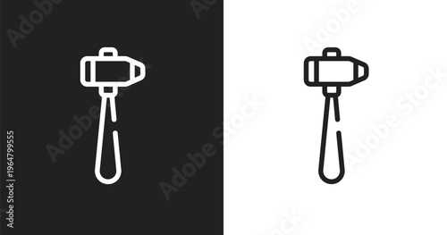 Sledgehammer icon. Linear black, white icon from construction collection. Outline sledgehammer vector. Thin line symbol isolated on white and black background
