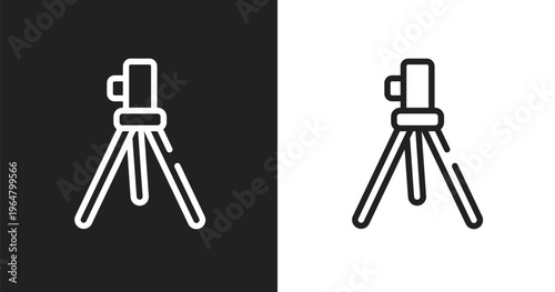 Geodetic icon. Linear black, white icon from construction collection. Outline geodetic vector. Thin line symbol isolated on white and black background
