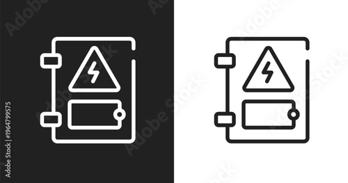 Electrical panel icon. Linear black, white icon from electrician tools collection. Outline electrical panel vector. Thin line symbol isolated on white and black background