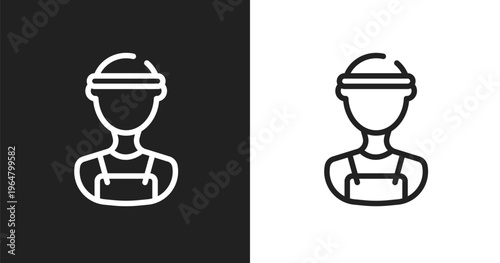 Electrician service icon. Linear black, white icon from electrician tools collection. Outline electrician service vector. Thin line symbol isolated on white and black background