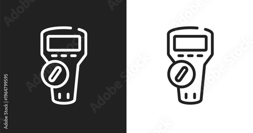 Multimeter icon. Linear black, white icon from electrician tools collection. Outline multimeter vector. Thin line symbol isolated on white and black background