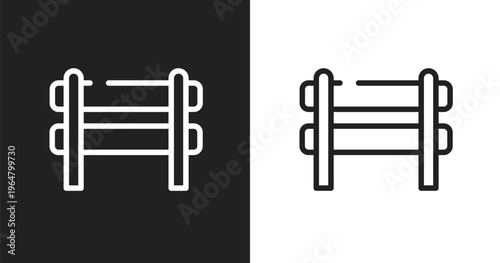 Barricade icon. Linear black, white icon from tools collection. Outline barricade vector. Thin line symbol isolated on white and black background