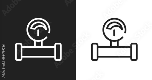 Gas pipe icon. Linear black, white icon from construction collection. Outline gas pipe vector. Thin line symbol isolated on white and black background