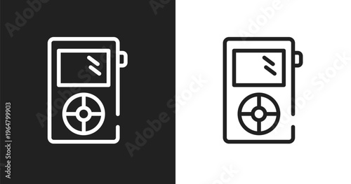 Ipod mini icon. Linear black, white icon from apple devices collection. Outline ipod mini vector. Thin line symbol isolated on white and black background
