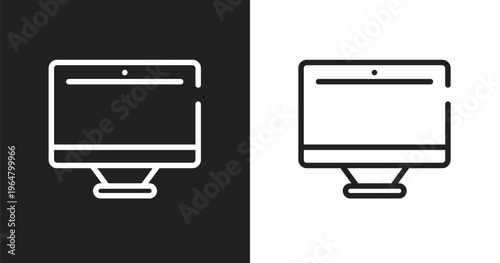 Monitors icon. Linear black, white icon from computer devices collection. Outline monitors vector. Thin line symbol isolated on white and black background